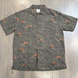 Solitude Hawaiian Washable Silk Button Down Men's Green Tropical Vtg Size M